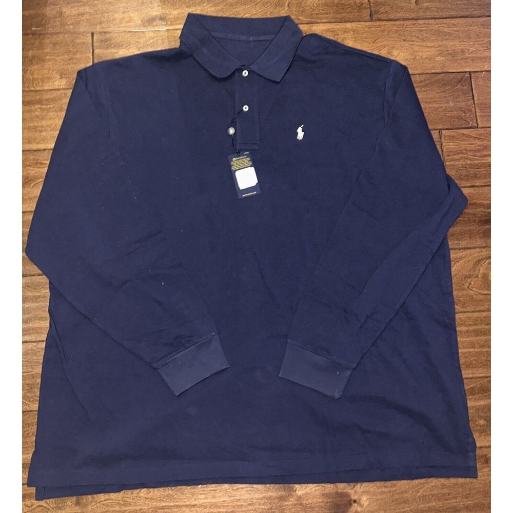 Polo Ralph Lauren Long Sleeve Men's Navy Polo Shirt Size 4LT NWT